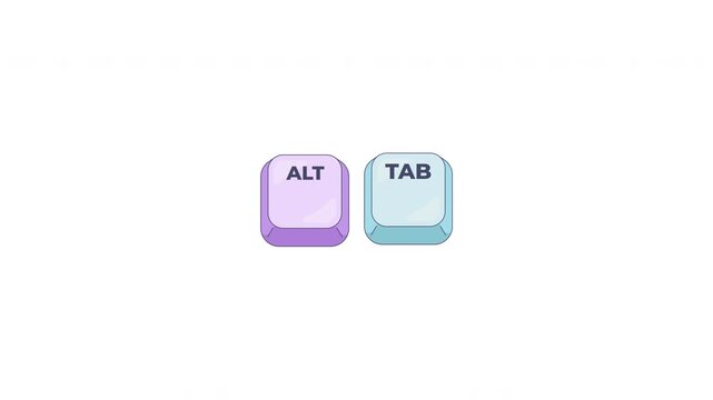 Alt Tab keyboard shortcut keys animation. Tab switch between open applications. System multitasking tool. Animated hotkey combo buttons click for pc, laptop. 4K video. Computer press action