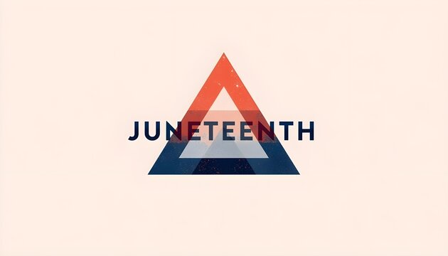 A vibrant Juneteenth logo with a colorful triangle design on a light background