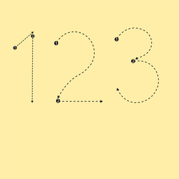 Jumbo Numbers 1, 2, and 3 tracing guide for beginners. 