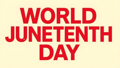 Fototapeta premium A vibrant graphic celebrating World Juneteenth Day with bold red text on a pale yellow background