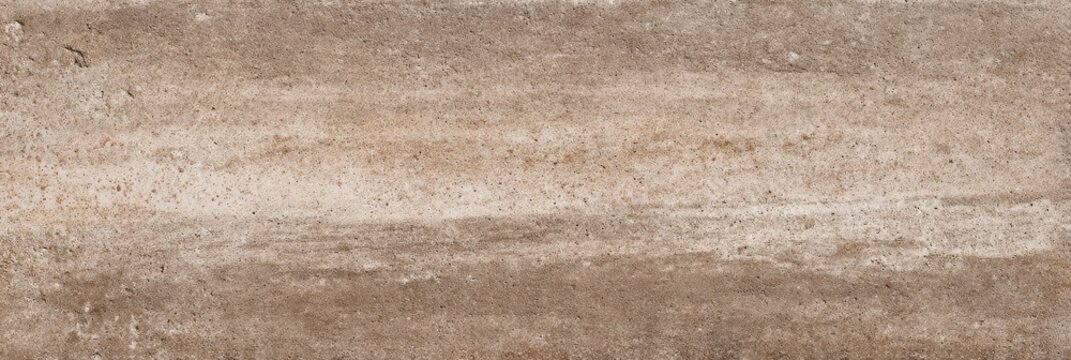 A horizontal taupe rammed earth texture tile featuring a grainy surface with subtle horizontal banding and natural variations in brown and beige tones for a minimalist background.