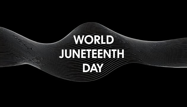 A digital illustration celebrating World Juneteenth Day with a black background and white text