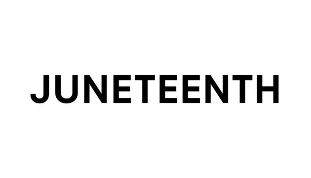 A bold black Juneteenth logo on a clean white background