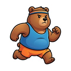 Obraz premium A determined bear wearing athletic gear runs forward with an intense expression.