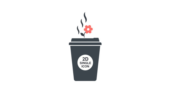 Black Coffee Cup with Flower Design.