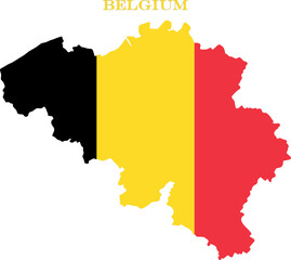 Obraz premium Belgium Map Flag National Vector Outline with Vertical Tricolor