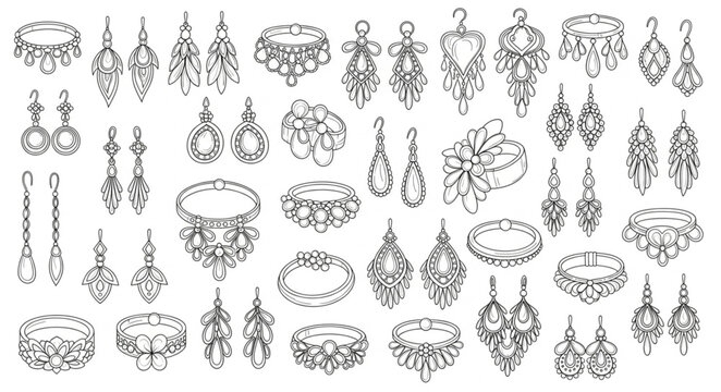 Collection of Vintage Jewelry Designs and Ornate Ornaments.