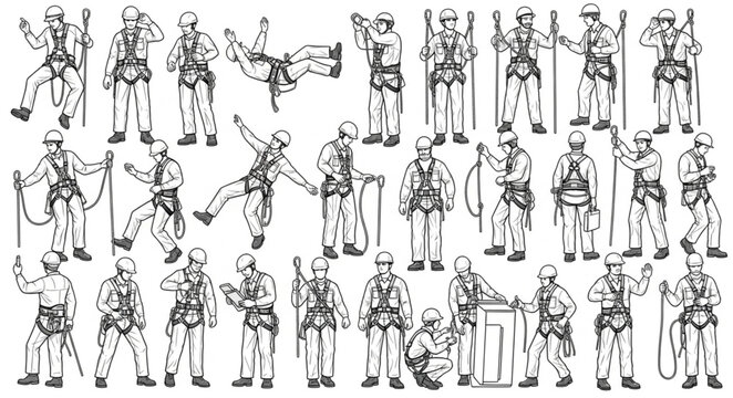 Collection of Vintage Military Soldier Poses and Actions.