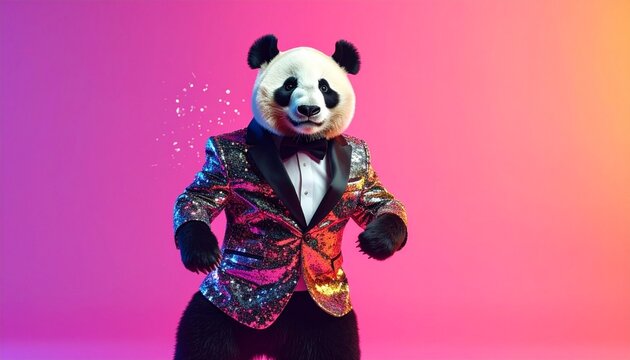 Panda mask tuxedo portrait