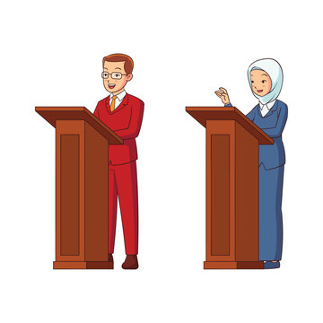 speaking at the podium