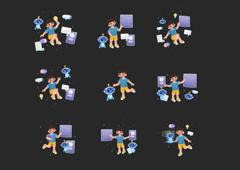 Fototapeta premium Artificial Intelligence and Child Education Concept