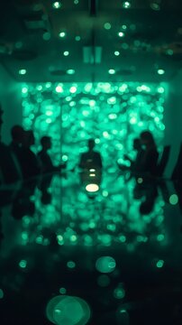 Generative Ai showcases a group of silhouetted people gathered in front of vibrant green digital