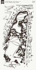 Fototapeta premium Central Park NYC Bird's-Eye Urban Grid Gestural Expansive Sketch