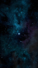 Fototapeta premium Deep space view of starry night sky with glowing blue nebula