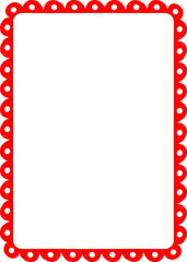 Fototapeta premium Hand-drawn vintage scallop lace decorative frame. Christmas and Valentine card template. Weddings invitation background.