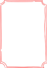 Fototapeta premium Hand-drawn vintage red art deco frame. Christmas and Valentine card template. Weddings invitation background.