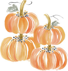 Pumpkin leaves fall watercolor illustration © Sergio
