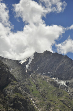 Glacier and sky view in summer season in Lahaul and Spiti, Himachal Pradesh, INDIA