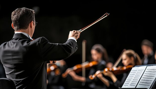 Symphonic Visionaries Conducting Orchestra with Passion in a Dramatic Live Concert Experience.