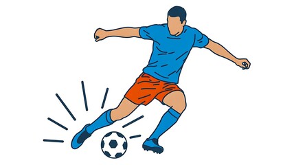 Fototapeta premium Soccer player kicking ball in action representing football sport and dynamic movement concept 