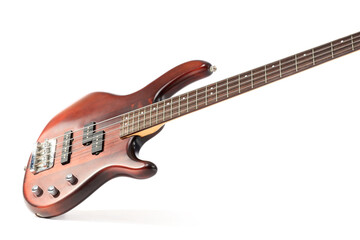 Fototapeta premium Brown electric guitar on white background