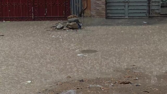 Karachi, Pakistan - April 03, 2026: Heavy monsoon rains in Korangi Karachi