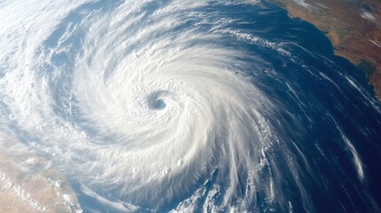 Aerial View of a Massive Hurricane, Showcasing Global Weather Patterns and Climate Change Issues