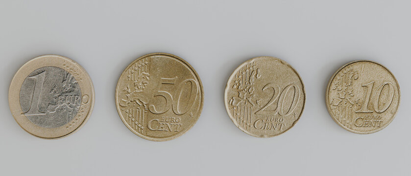euro coins isolated on white background