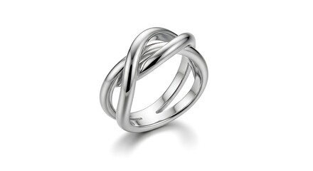 Fototapeta premium A close-up shot of a silver ring with intertwined metal bands on a white background