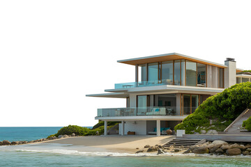 Fototapeta premium Modern Luxury Two-Story House with Garage and Minimalist Architecture
