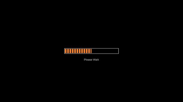 Please wait Processing bar animation Video on black background.4k video