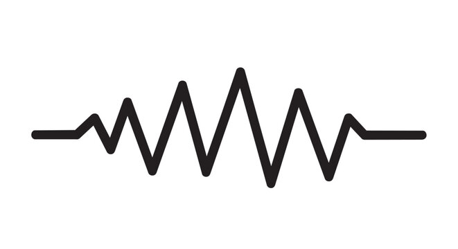 Black waveform, sound wave, audio signal, vector icon