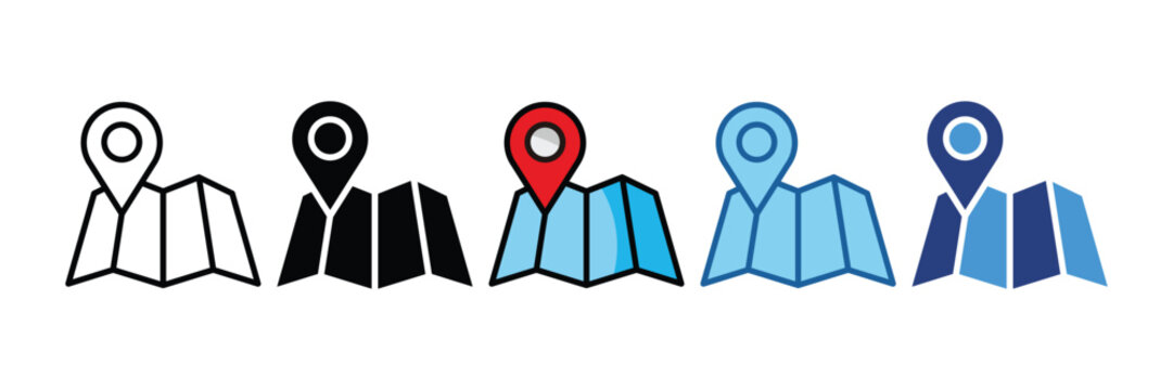 Map  Icon Set Multiple Style Collection