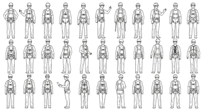 Detailed illustration of numerous soldiers in various uniforms and poses, standing.