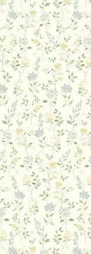 Collection of elegant vintage watercolor floral seamless patterns with soft muted tones