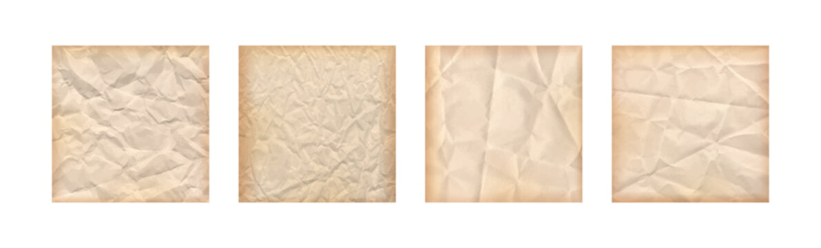 Paper tear collection for poster background parchment old texture crumpled. Kraft folded rip teture for recycled square sheet set, bundle kit brown beige bg. Paper social post for poster torn craft.