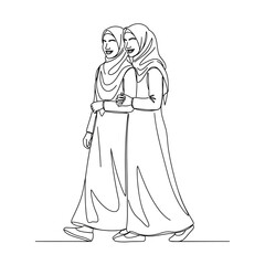 Obraz premium Two women wearing headscarves together.
