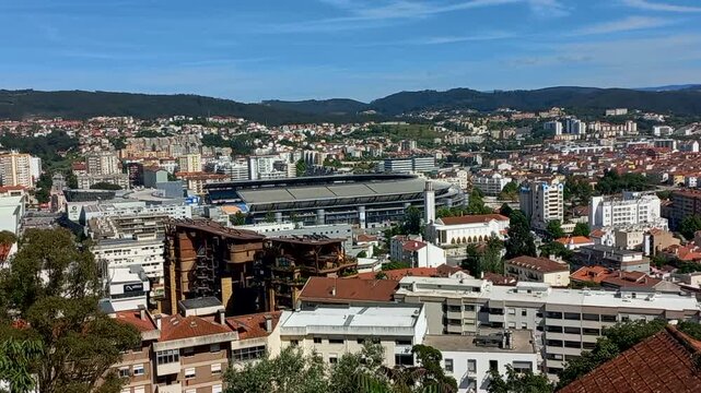 Coimbra East view from the Penedo da Saudade viewpoint, with the Acad&eacute;mica stadium in the center.