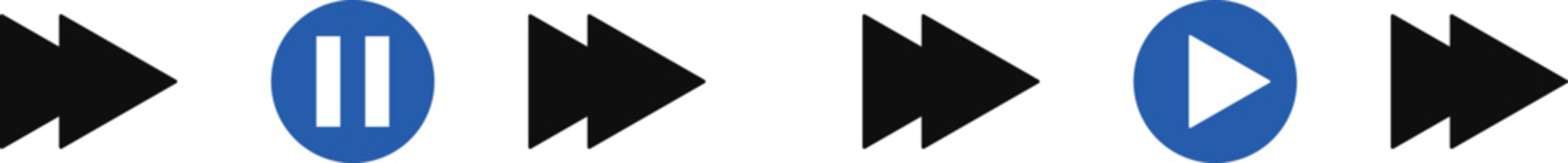 Media Player Control Icons with Fast Forward Play Pause Buttons