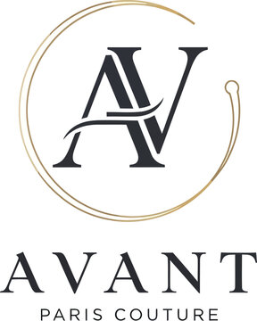 A logo for a Parisian fashion brand featuring a stylized letter and gold accents