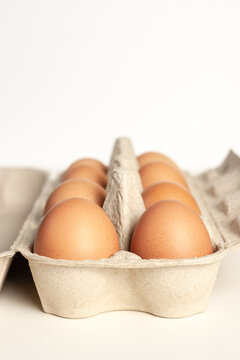Ten brown chicken eggs carton box for Easter celebration