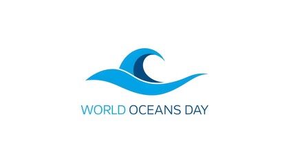 Obraz premium A logo for World Oceans Day featuring a stylized wave design on a white background