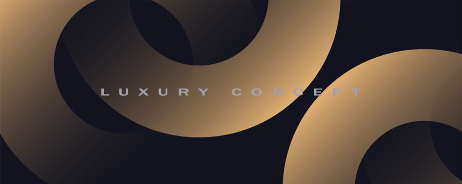 Black premium background with luxury dark golden geometric elements. Rich background for poster, banner, flyer etc. Vector EPS