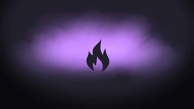 Abstract flame logo animation with purple smoke background. Represents energy, passion, and creativity in branding and design