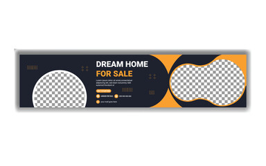 Dream home for sale modern linkedin profil template with orange and black vector illustration © Minimalist design