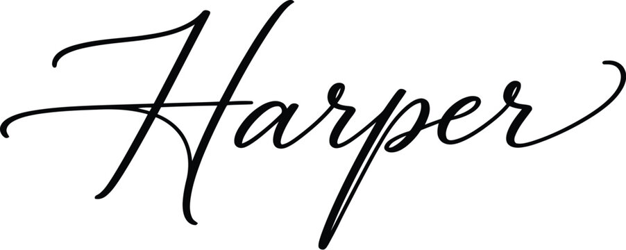 The elegant name Harper written in black cursive script on a white background