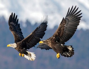 Fototapeta premium Majestic Bald Eagles Soaring Through the Sky with Grace.