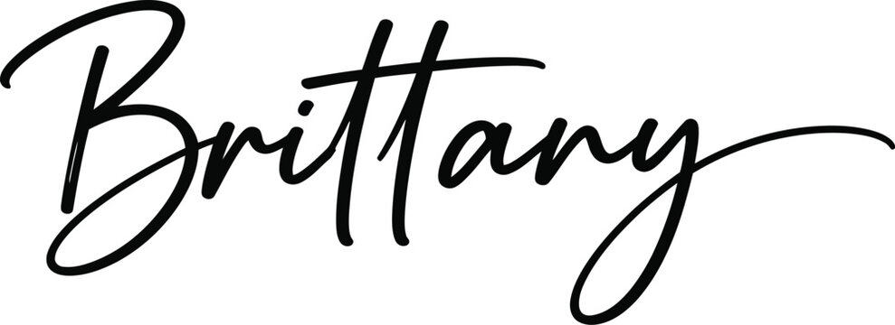 The elegant name Brittany written in black cursive script on a white background