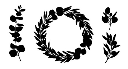 Eucalyptus Olive Botanical Wreath Greenery Floral Vector Illustration © MdAmzad