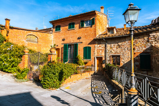 Traditional buildings Via della Misericordia Lucignano,  Tuscany, Italy.